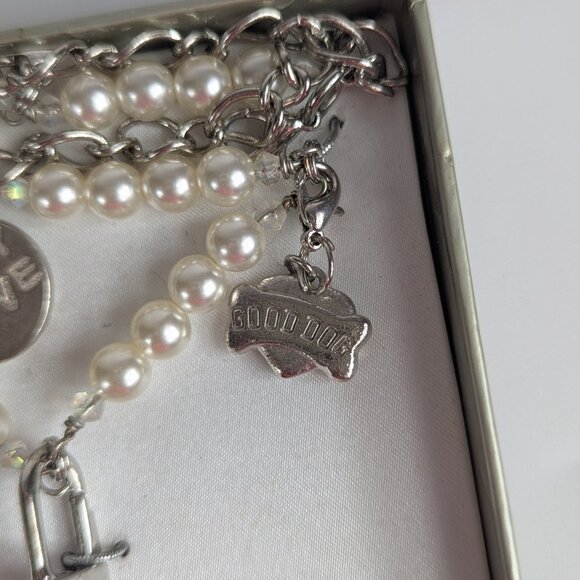 Things Remembered Pearl Dog Collar Necklace Rescued Rhinestones Bling Adjustable - Picture 3 of 5